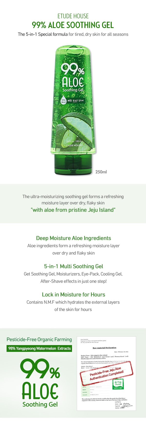 99% Aloe Soothing Gel 250ml How to Use Description Ingredients