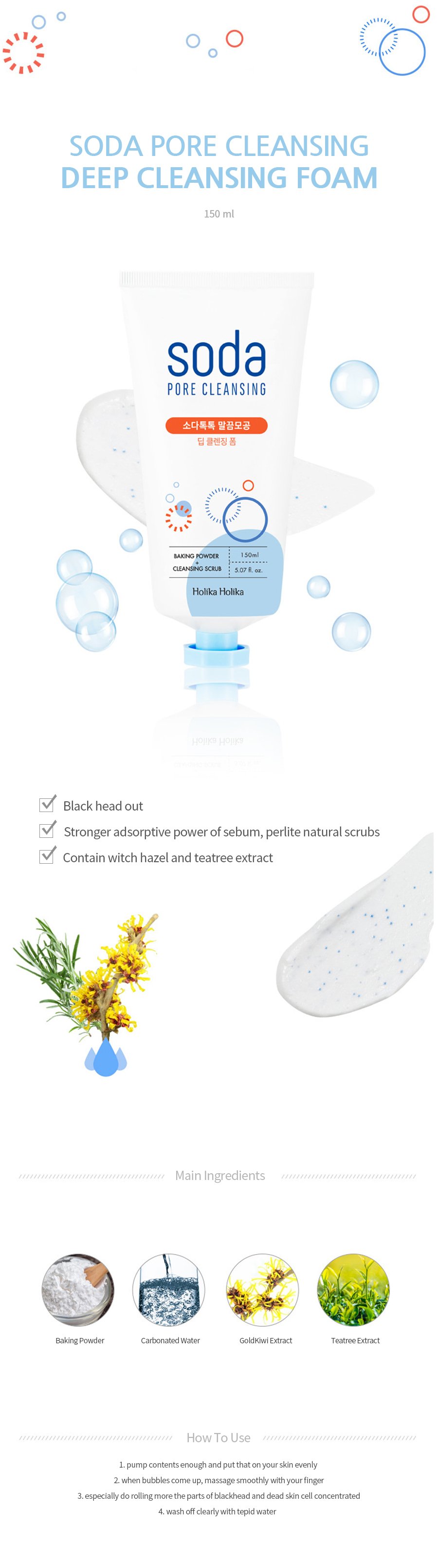 Soda Pore Cleansing Deep Cleansing Foam 150ml How to Use Description Ingredients